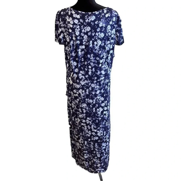 Juicy Couture  Size XXL Dress Blue White Floral Hi Low Maxi Flutter Sleeve NEW - Picture 3 of 10